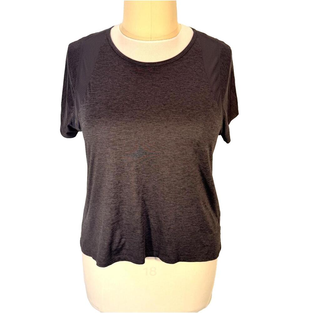 Avia Sports Tee Shirt Women's XL Performance Tee Navy Stripe Front Seamed
